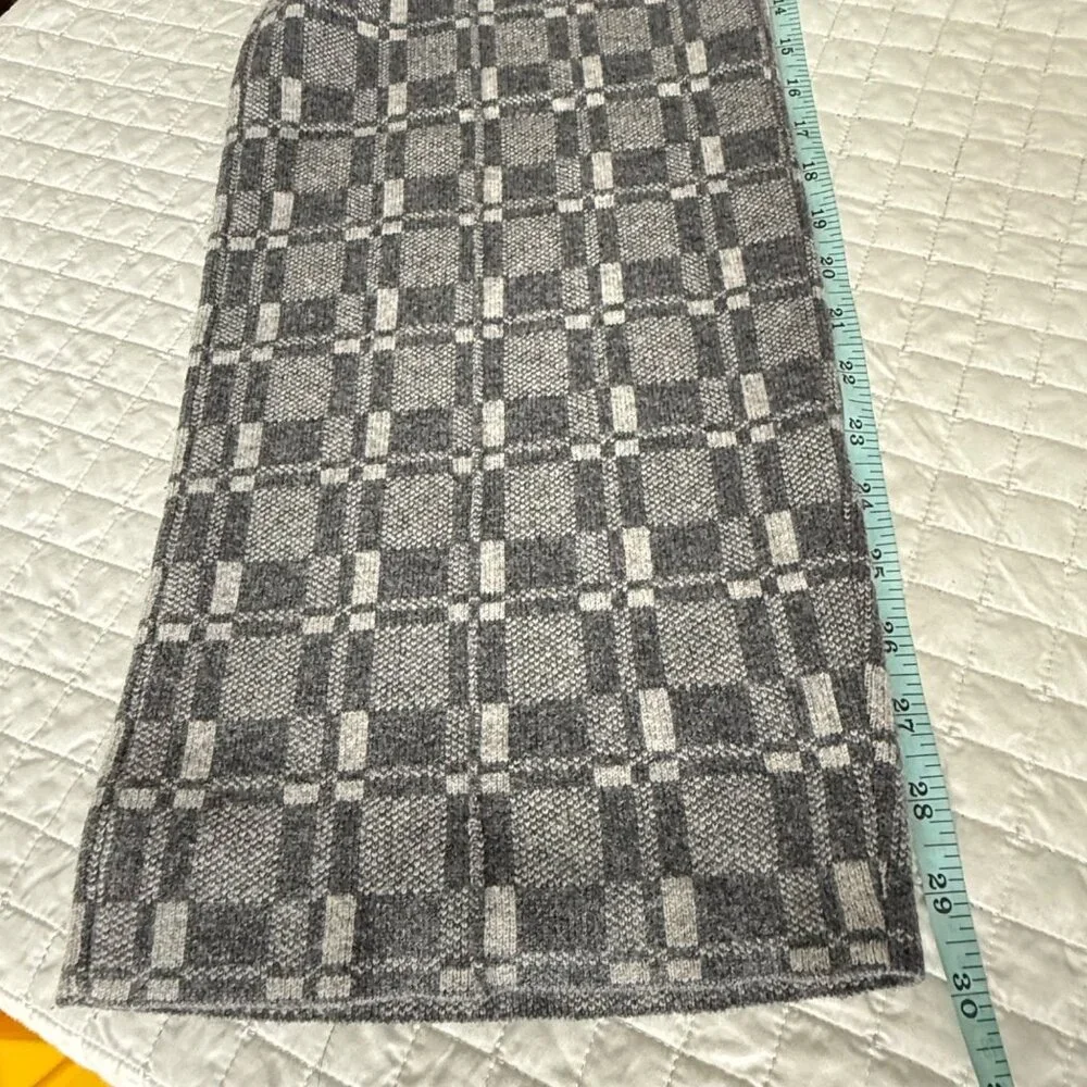 Naadam Women's Grey Plaid Wool-Cashmere Wide-Leg Pants, S - Picture 8 of 11